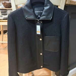 Kenneth Cole Charcoal Jacket with Black Leather Details